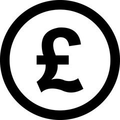 Pound currency coin icon symbol. Popular international currency sign isolated on transparent background. Pound money coin sign. Vector illustration.
