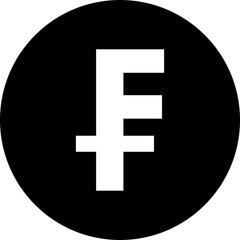 Swiss franc currency coin icon symbol. Popular international currency sign isolated on transparent background. Franc money coin sign. Vector illustration.