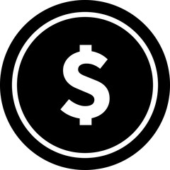 US dollar currency coin icon symbol. Popular international currency sign isolated on transparent background. Dollar money coin sign. Vector illustration.