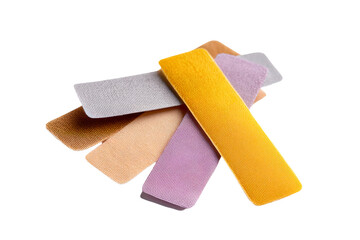 Obraz premium Colorful Textured Rectangular Objects with Dot Patterns on Transparent Background