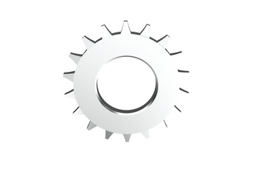 Shiny Silver Industrial Gear 3D Render: High Quality Machine Component, Mechanical Part for Power Transmission and Technology Concepts, Isolated on Transparent PNG HD Background