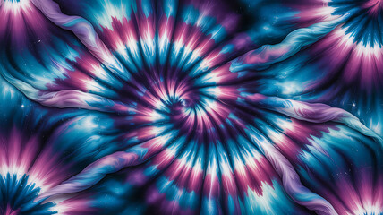 Obraz premium Vibrant cosmic tie dye swirl with twisted fabric elements