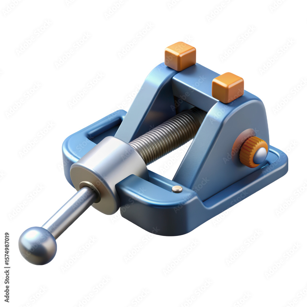 Poster high quality 3d bench vise illustration isolated on white background workbench tool holding and secu