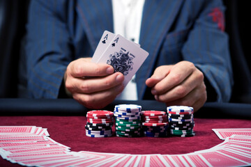 poker player with chips