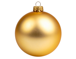 gold christmas ball isolated on transparent background cutout 