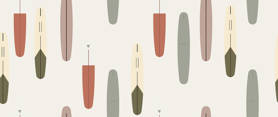 Flat illustration. Summer vacation concept. Seamless pattern. Used as background mockup for banner design. Horizontal seamless posters, wallpapers.