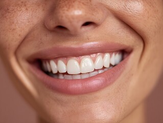 Smiling woman showing bright teeth and glowing flawless