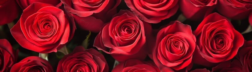 Velvet Red Roses Bouquet, Close-Up View, Love ,Romance