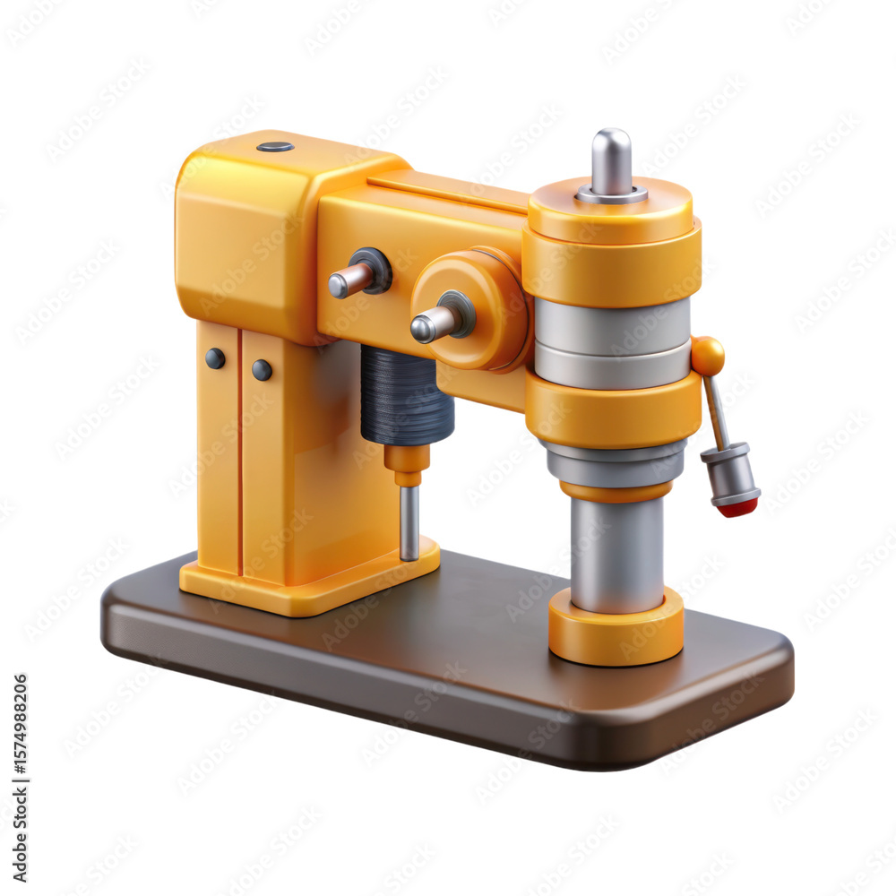 Poster stylized high quality 3d rendering of an orange drill press tool isolated on white background perfec