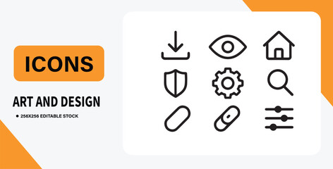 Free Downloadable Line Art Icons for Art and Design Projects