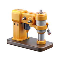 Stylized high quality 3d rendering of an orange drill press tool isolated on white background perfect for illustrations and designs