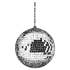 Disco ball with halftone stipple effect, for grunge punk y2k collage design. Vector illustration in vintage photocopy style for gothic surreal poster or banner.