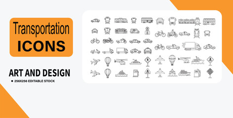 Extensive Transportation Icon Set  Art and Design Elements for Projects