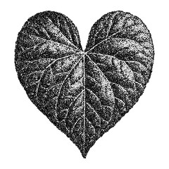 Leaf with retro photocopy stipple effect, for grunge punk y2k collage design. Vector illustration in vintage halftone brutalist design for banner or poster 