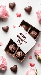 Elegant Chocolates and Pink Roses for Happy Woman's Day Celebration