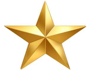 gold star isolated, transparent png background