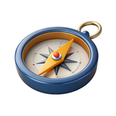 High quality compass illustration isolated on white background featuring a blue and gold 3d design