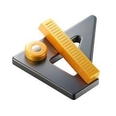 High quality 3d rendering of triangle ruler tape measure isolated on background illustrating engineering and architecture geometry