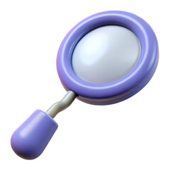 High quality 3d render of a lilac magnifying glass isolated on white background