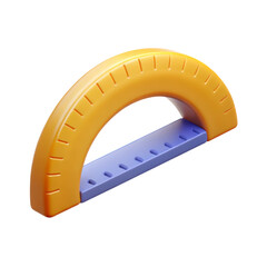 Yellow and blue protractor ruler tool high quality 3d isolated on white background educational geometry equipment