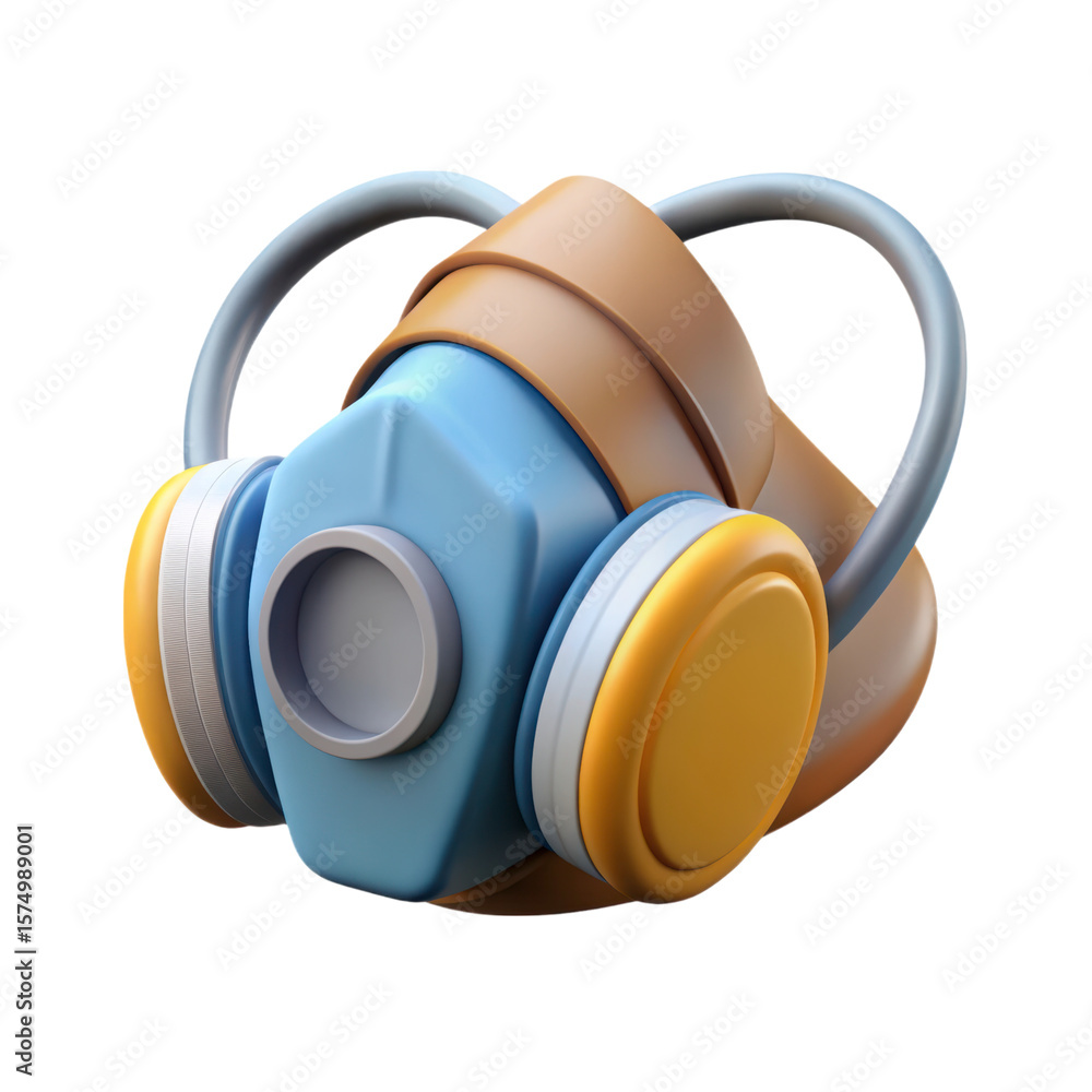 Poster colorful and clean gas mask concept with high quality 3d rendering isolated on white background