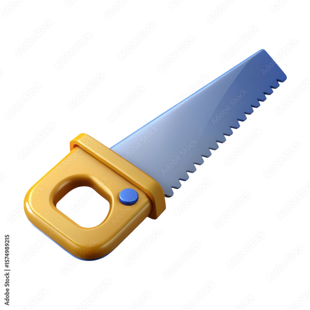 Poster high quality 3d rendering of saw tool with yellow handle isolated on white background depicting carp