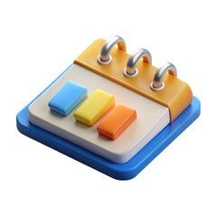 Colorful 3d bar chart data visualization isolated on background high quality presentation style
