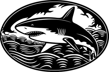 Dynamic shark silhouette with prominent dorsal fin design