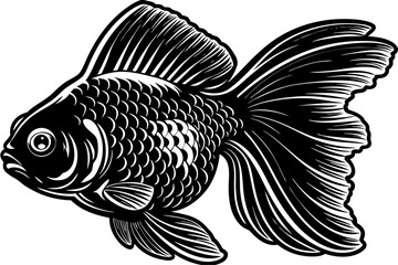 Stylized goldfish silhouette with prominent tail fin design