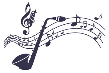 Clean silhouette of a quarter musical note in vibrant colors