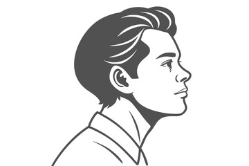 Stylized male profile silhouette with abstract geometric elements