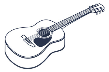 Stylized acoustic guitar silhouette with classic shape and bold outlines