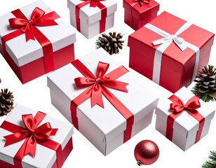 Fototapeta premium Group of Christmas gift boxes isolated on white background