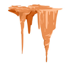 Cave stalagmites and stalactites set. Natural spiked rock formation growing on floor and ceiling of cavern or grotto, underground tunnel, geology exploration objects cartoon