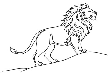 Elegant lion outline in continuous black line art style