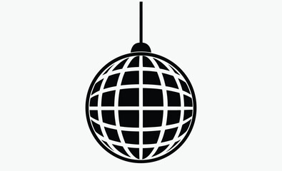 Disco ball silhouette, Disco ball Vector icon  retro celebration symbol, black and white club graphic