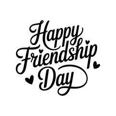 Happy Friendship Day with Hearts Calligraphy Design