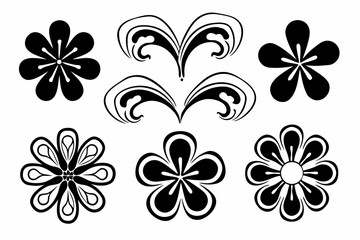 Set of five organic abstract black vector design elements