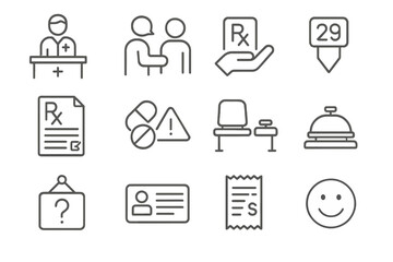 Healthcare and medical icons set with smile face highlighting