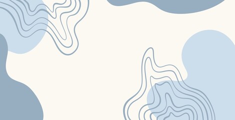 This abstract background combines blue and beige shades with lavender illustrations and curves. Ideal for botanical designs, wedding invites, or serene art, the white space allows customization.