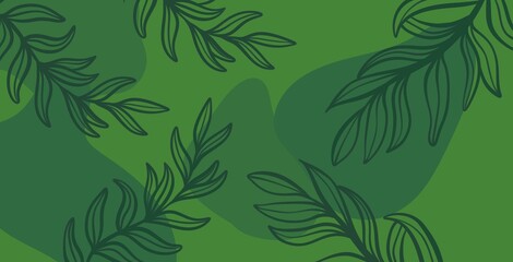 Volumetric leaves in green on an abstract background - a combination of nature and graphics. Dark green pattern with foliage and muted relief - ideal for packaging.