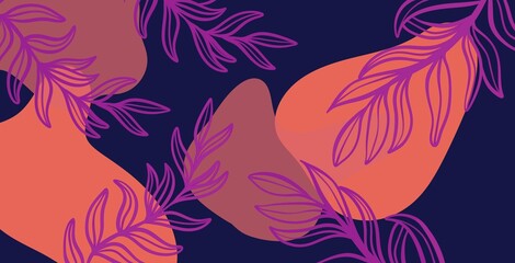 Bright purple-pink background with contrasting leaves, a trending palette.