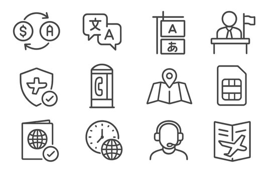 Travel and communication icons on metallic background