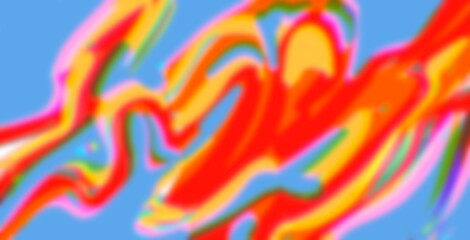 Abstract image with red-orange strokes on a blue background. Creates the feeling of a whirlwind or fire wave. Colorful abstract background with a repeating pattern in bright warm colors.