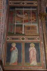 St Nicholas appearing in a dream to Emperor Constantine, fresco by Giotto's school, from the St...