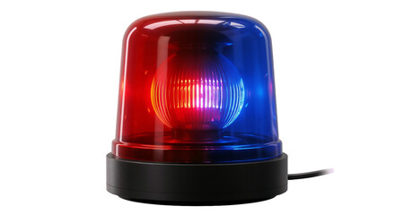 red and blue emergency light on black base isolated on white with copy space
