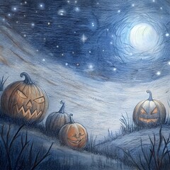 Seasonal autumn Halloween background with orange pumpkins and festive harvest decorations for October