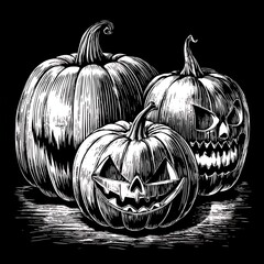 A ripe orange pumpkin isolated on a black background, ideal for fall seasonal harvest themes