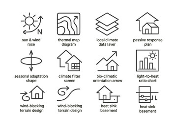 Architectural climate icons for sustainable building design and planning