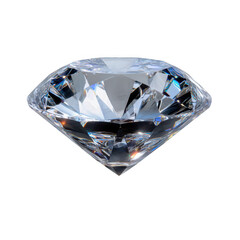 Sparkling faceted diamond gemstone isolated on transparent background